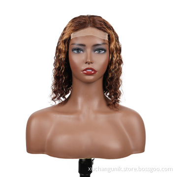Uniky Cheap 4/27 Ombre Highlight Lace Front Wig,Brazilian Straight Wig Human Hair 100% Bob, Cuticle Aligned Virgin Hair Bob Wig